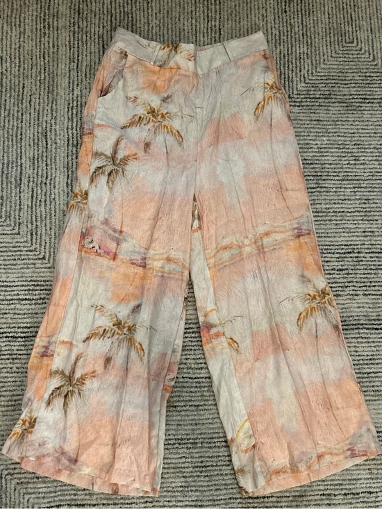 Rachel Zoe Pants - Rachel Zoe Linen blend Tropical Wide Leg Pants Size Medium Palm Tree